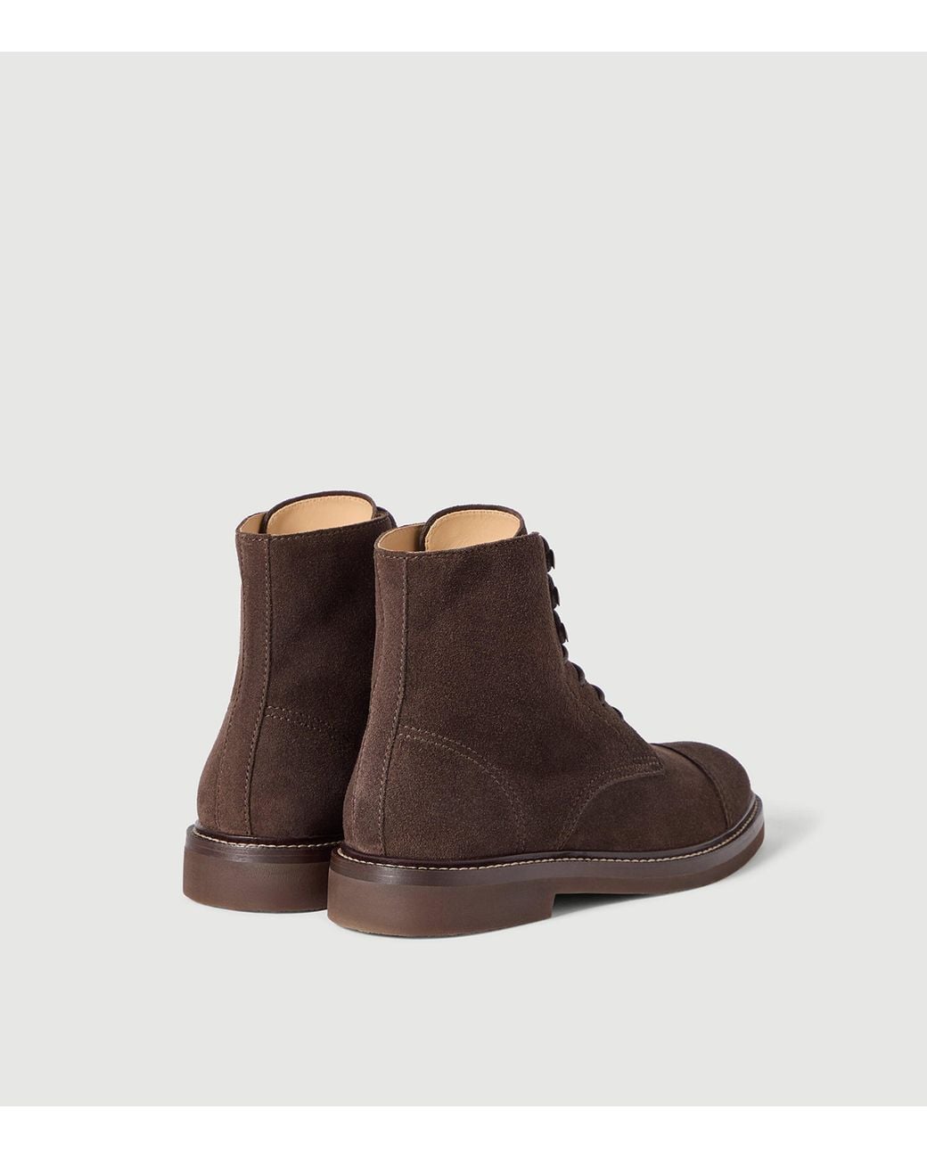 Brunello Cucinelli Brown Brushed Leather Ankle Boots for men