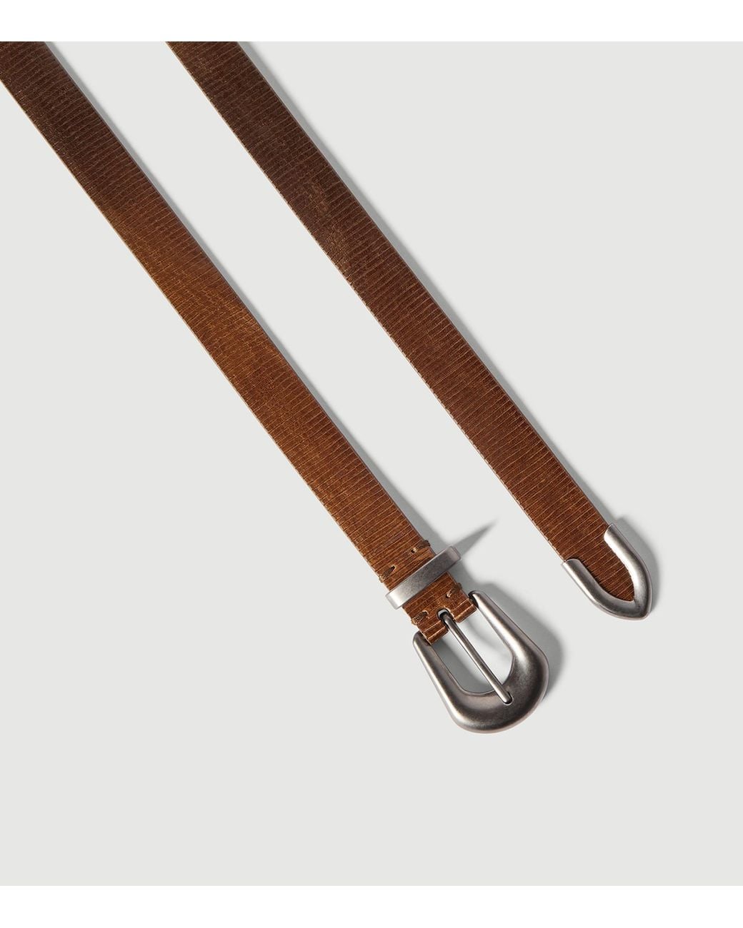 Brunello Cucinelli Brown Textured Leather Belt for men