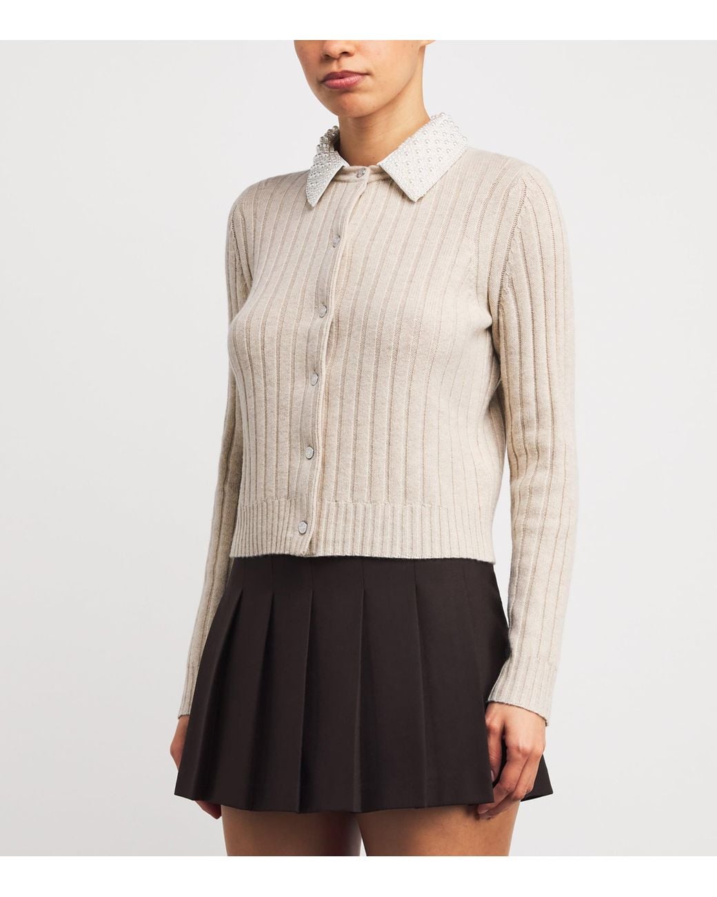 Maje Natural Wool-Blend Embellished Cardigan
