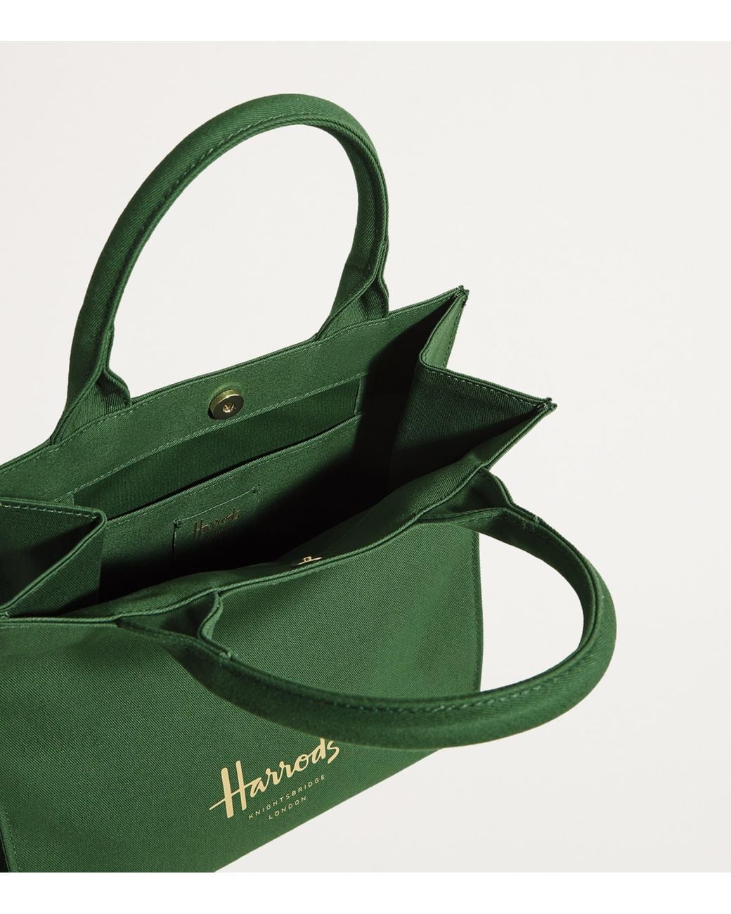 Harrods Green Small Cotton Logo Tote Bag
