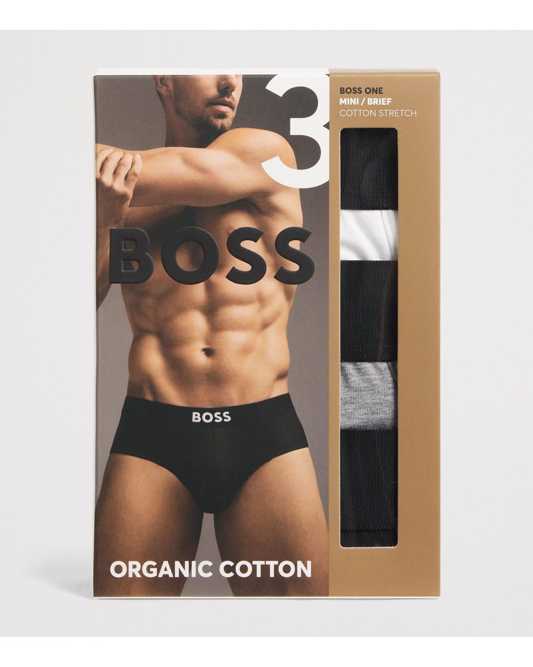 Boss Black Stretch-Organic Cotton Briefs for men