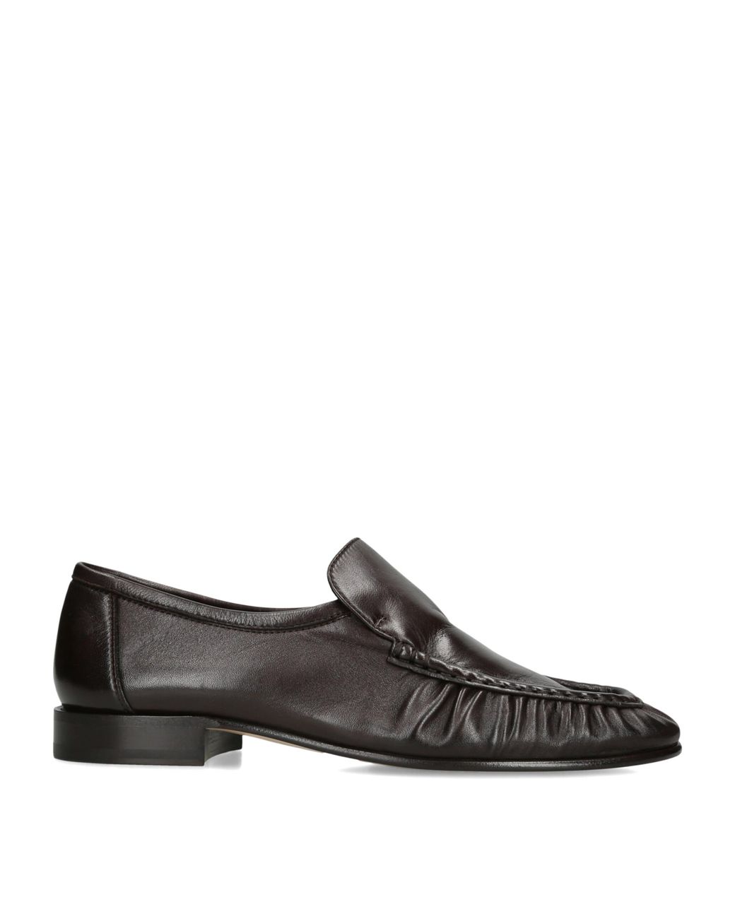 The Row Black Soft Moccasin Two Leather Loafers