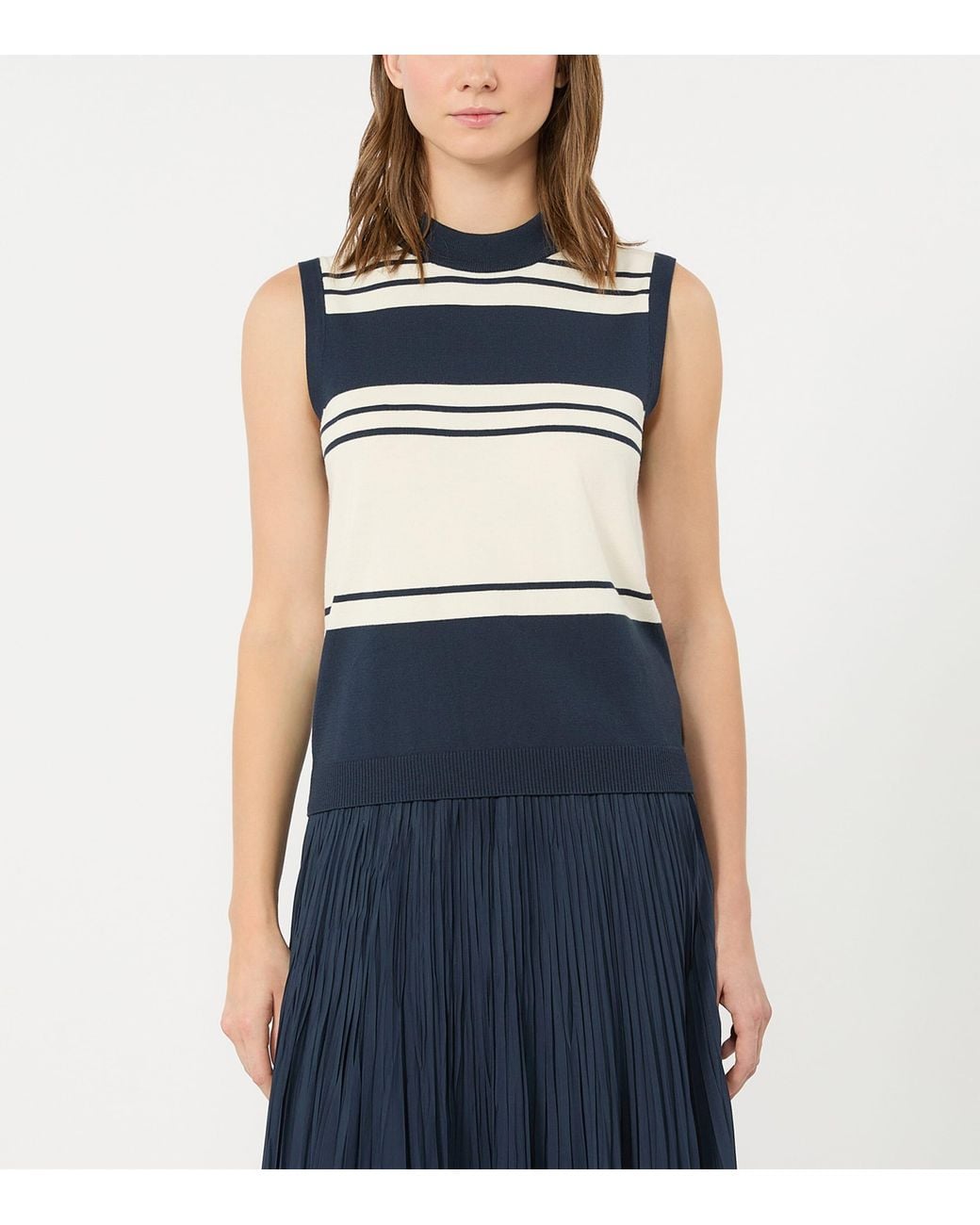Weekend by Maxmara Blue Knitted Stripe Tank Top