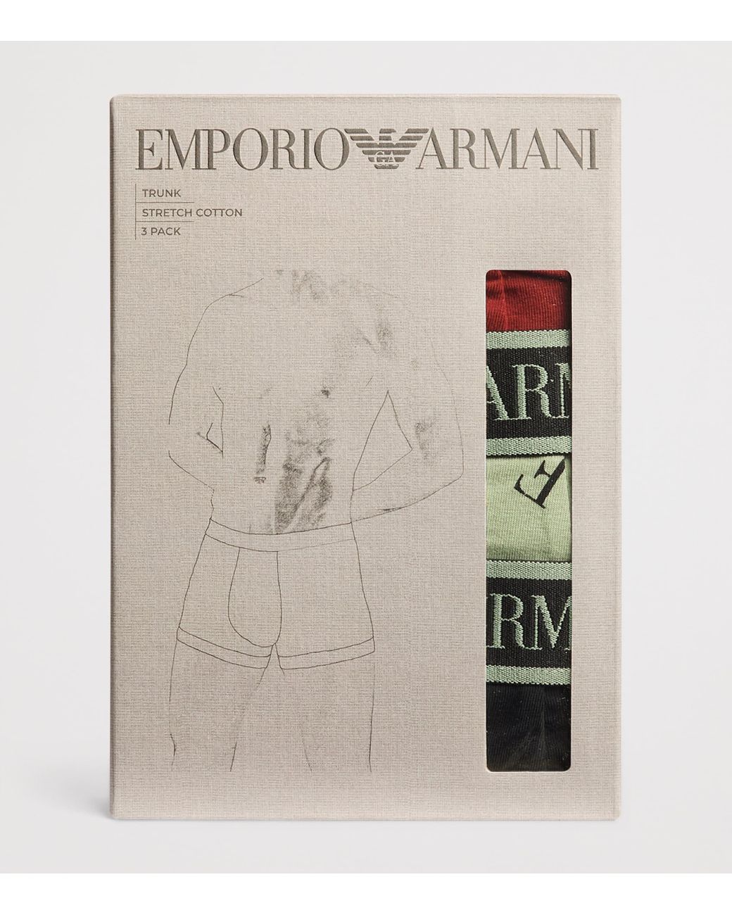 Emporio Armani Red Stretch-Cotton Logo Trunks for men