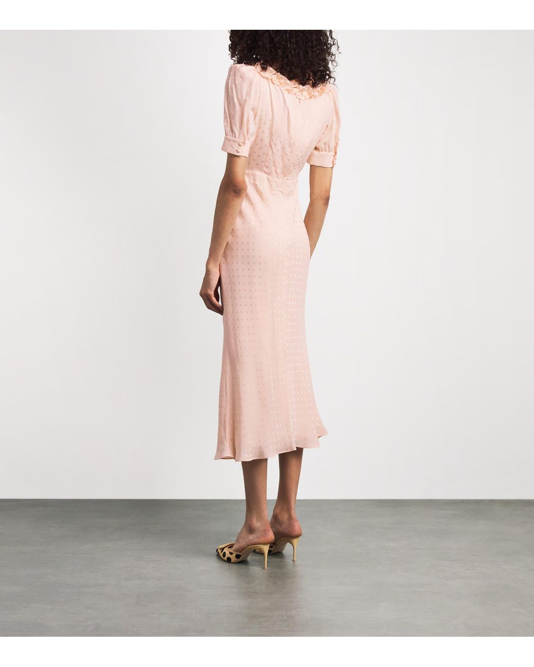 Alessandra Rich Pink Silk Gathered Midi Dress