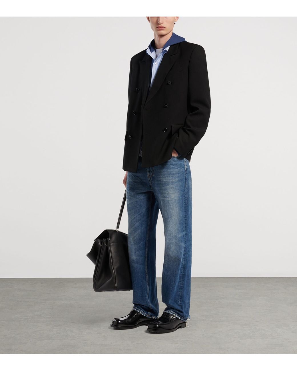 Balenciaga Black Wool Double-Breasted Jacket for men