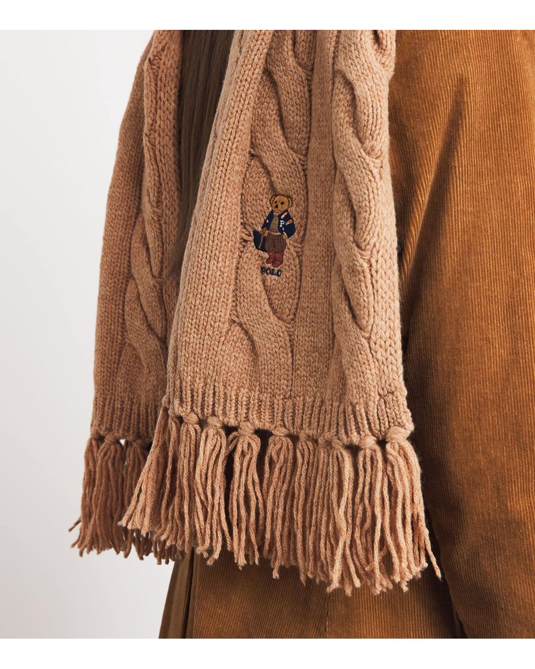 Polo Ralph Lauren Natural Wool-Blend Cable-Knit Bear Scarf