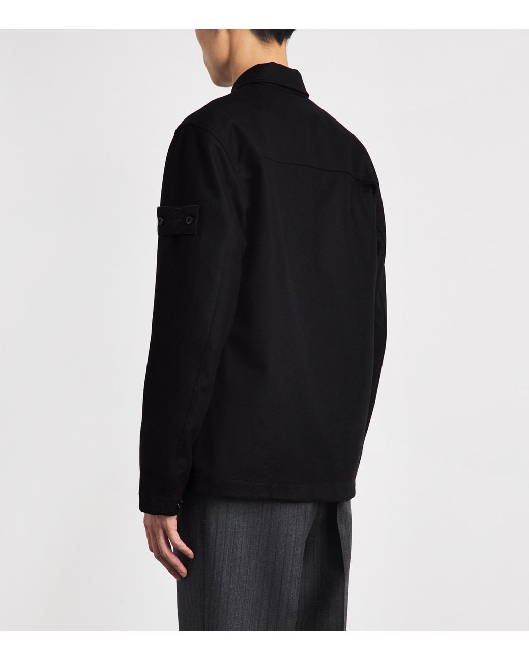 Stone Island Black Ghost Piece Wool-Blend Overshirt for men
