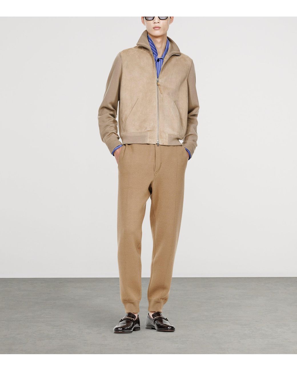 Tom Ford Natural Virgin Wool Zip-Up Sweater for men