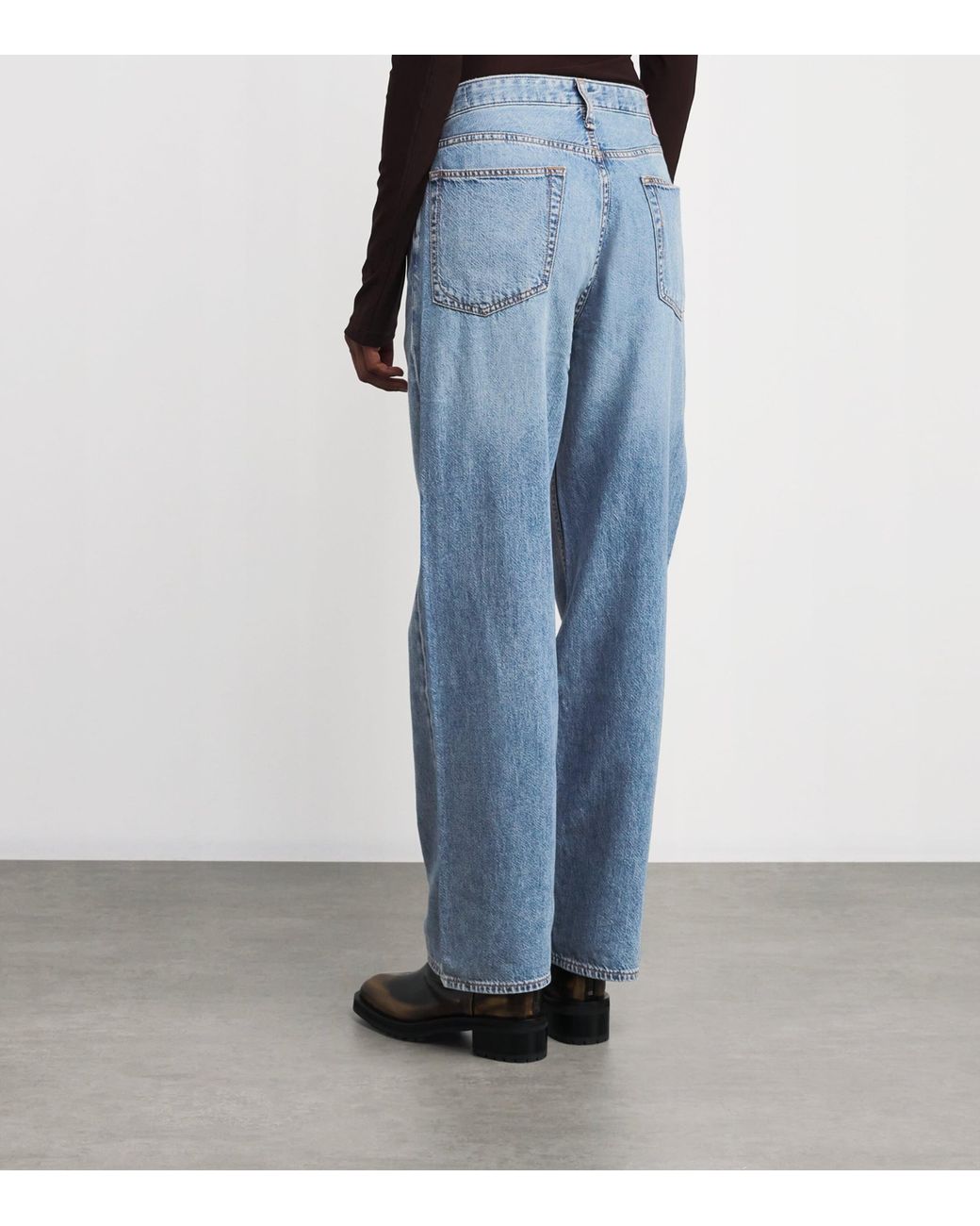 Rag & Bone Blue Logan Mid-Rise Wide-Leg Jeans