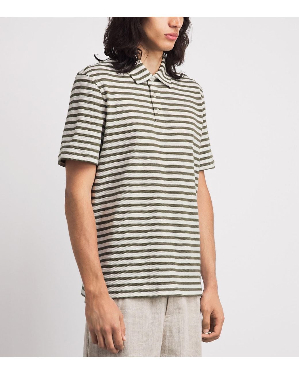 Barbour Black Waffle Stripe Polo Shirt for men