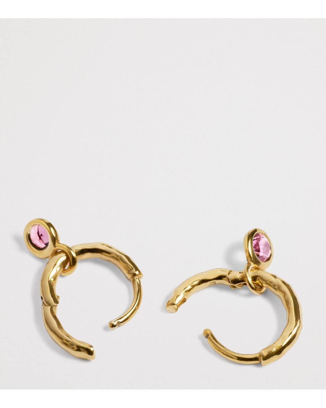 Monica Vinader Metallic Vermeil And Tourmaline October Birthstone Huggie Earrings
