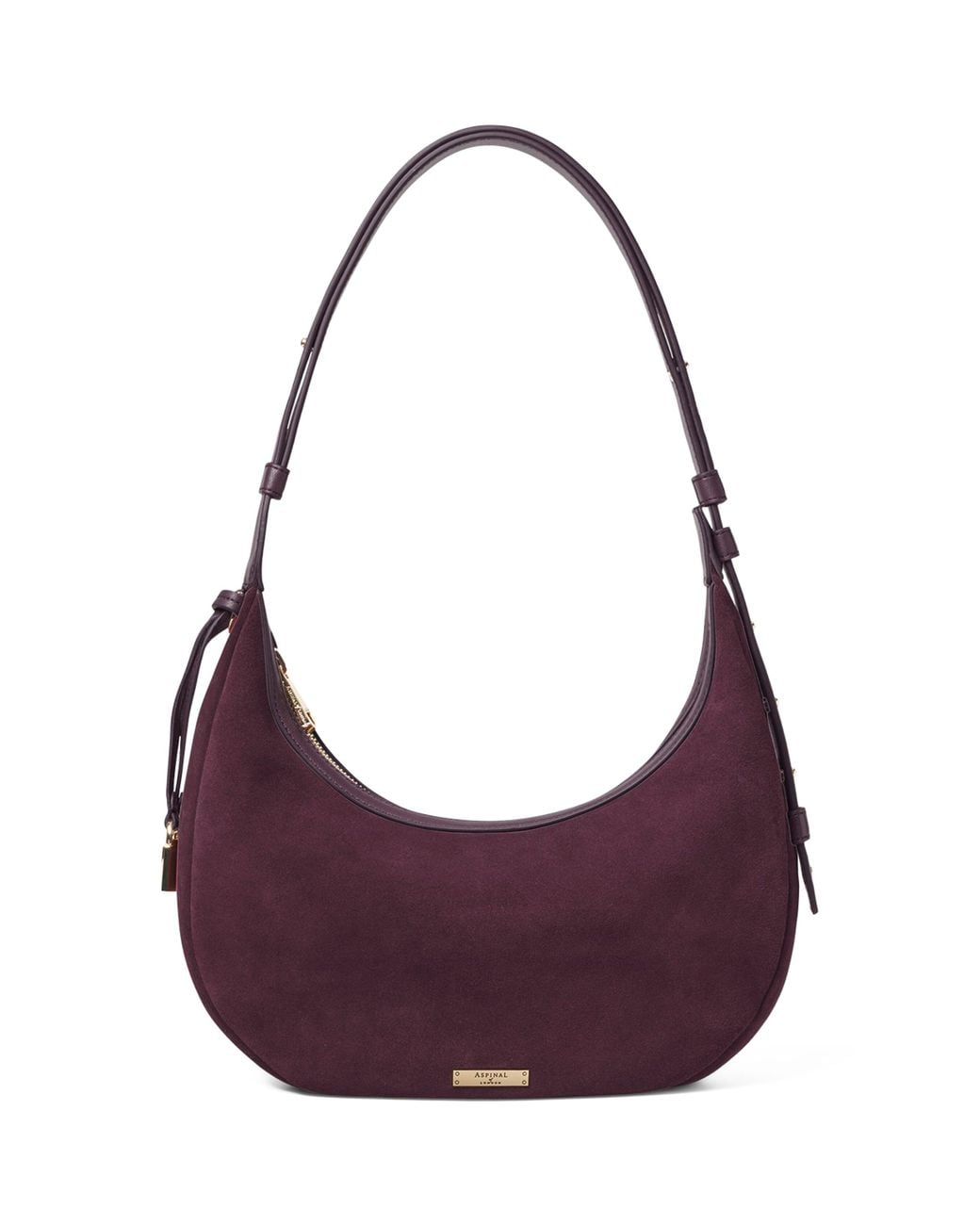 Aspinal Purple Small Leather Soho Crescent Shoulder Bag
