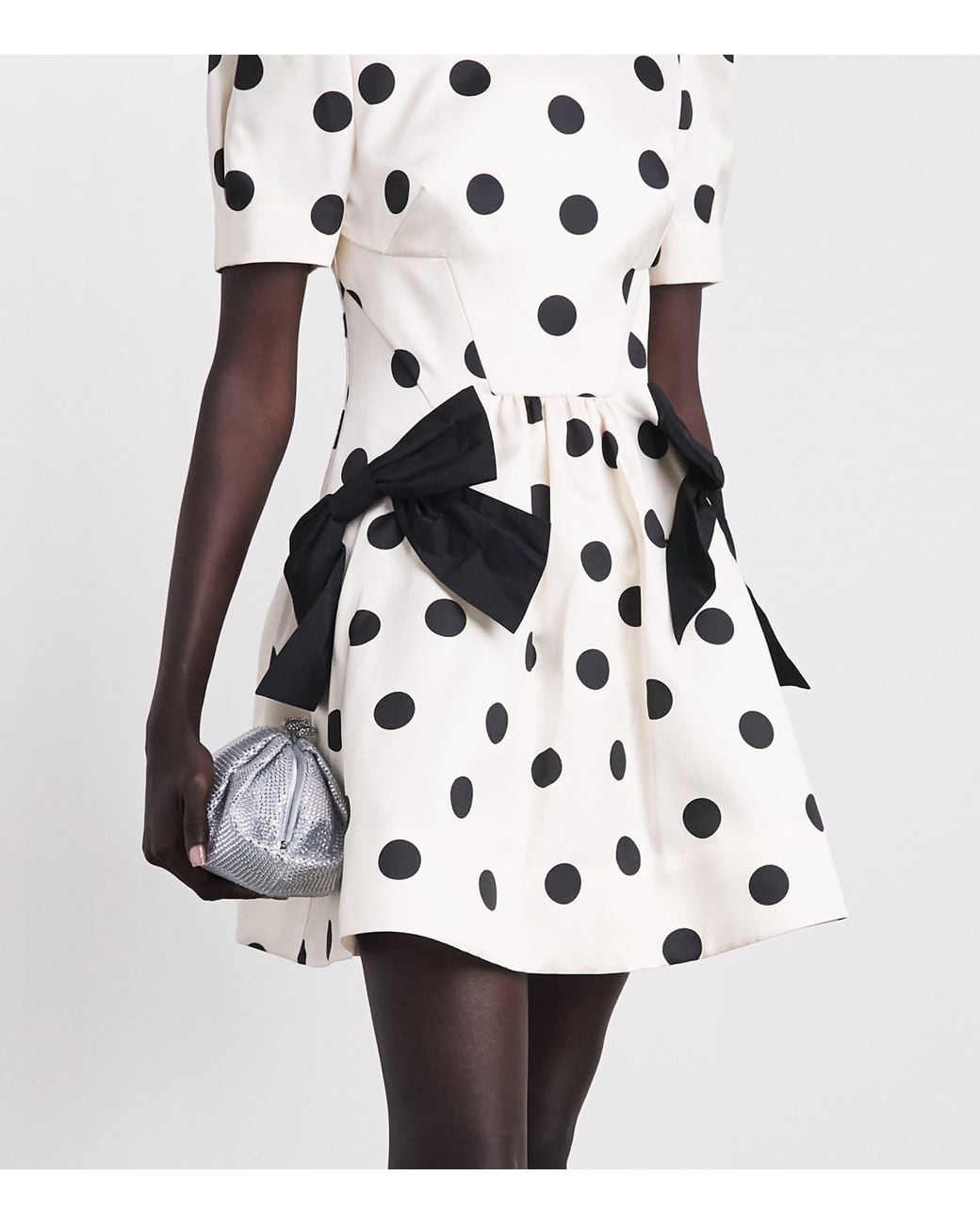 Rebecca Vallance Natural Satin Polka Dot Bacio Mini Dress
