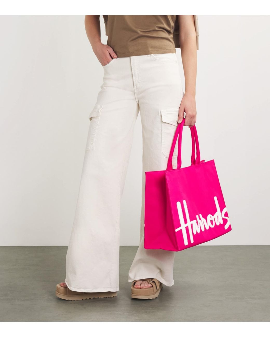 Harrods Pink Large Cotton Logo Tote Bag