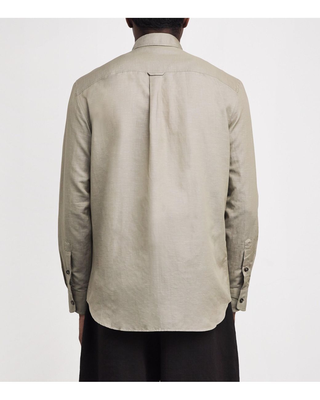 Brioni Gray Cotton-Linen Twin-Pocket Shirt for men