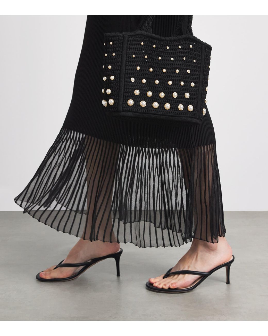 Claudie Pierlot Black Rib-Knit Maxi Skirt