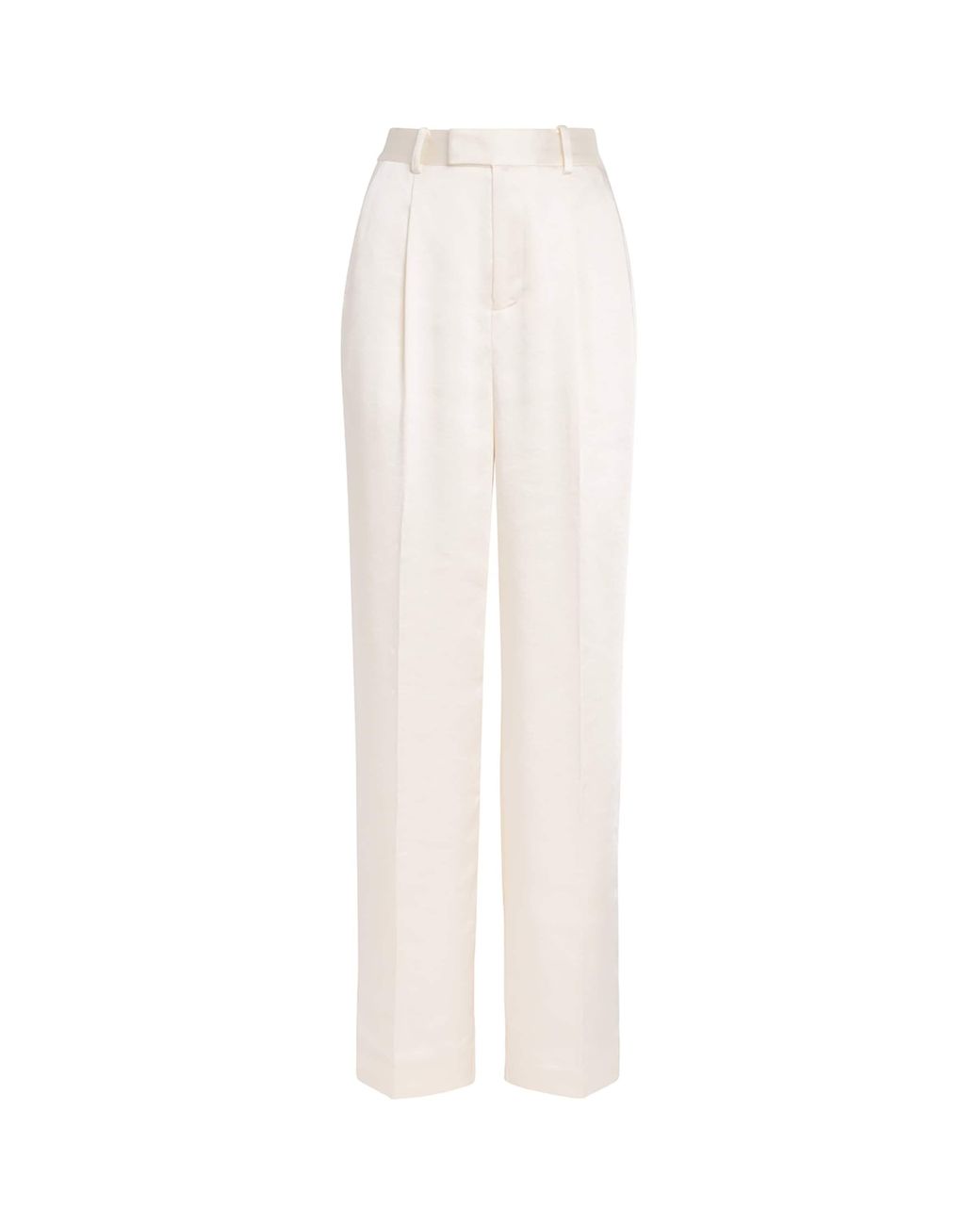 Self-Portrait White Satin Wide-Leg Trousers