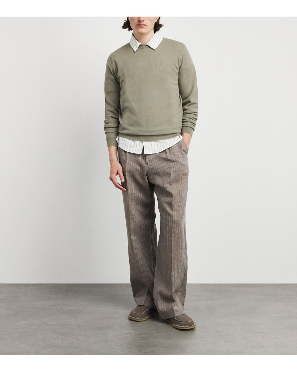 John Smedley Green Merino Wool Textured Sweater for men