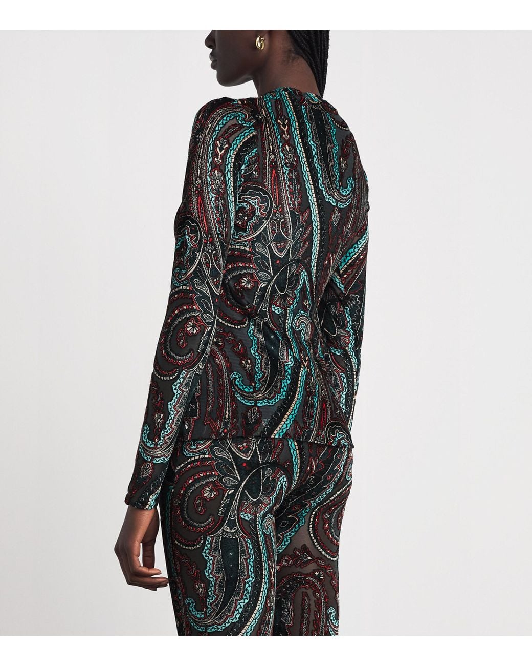 Etro Black Appliqué-Mesh Top