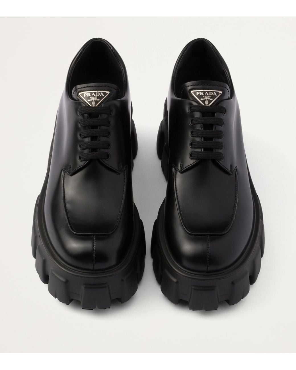 Prada Black Monolith Lace-Up Loafers 55