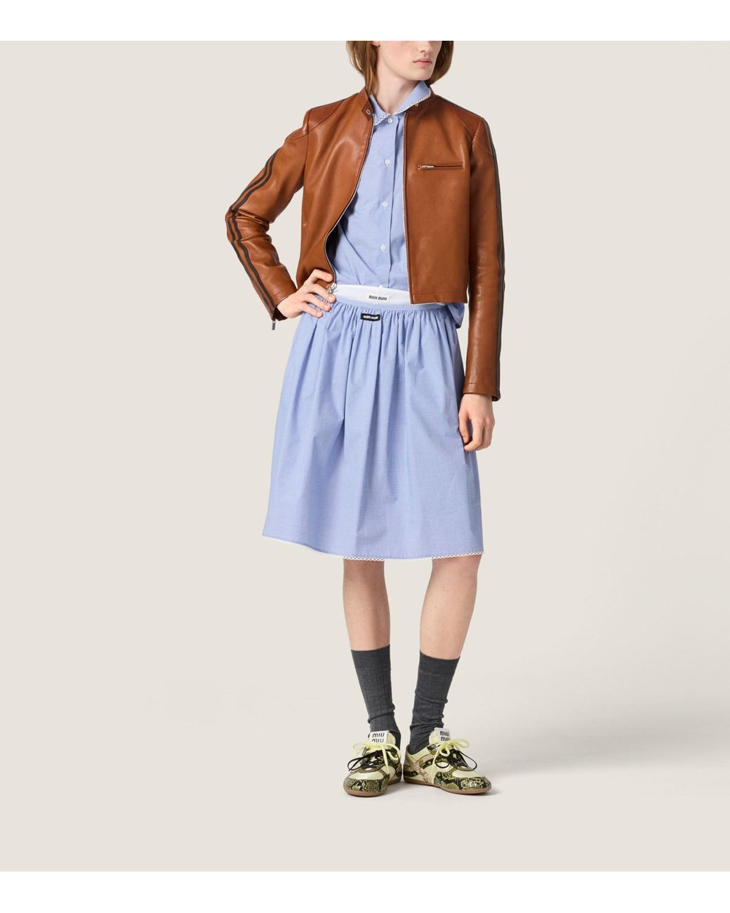 Miu Miu Blue Cotton Gingham Shirt