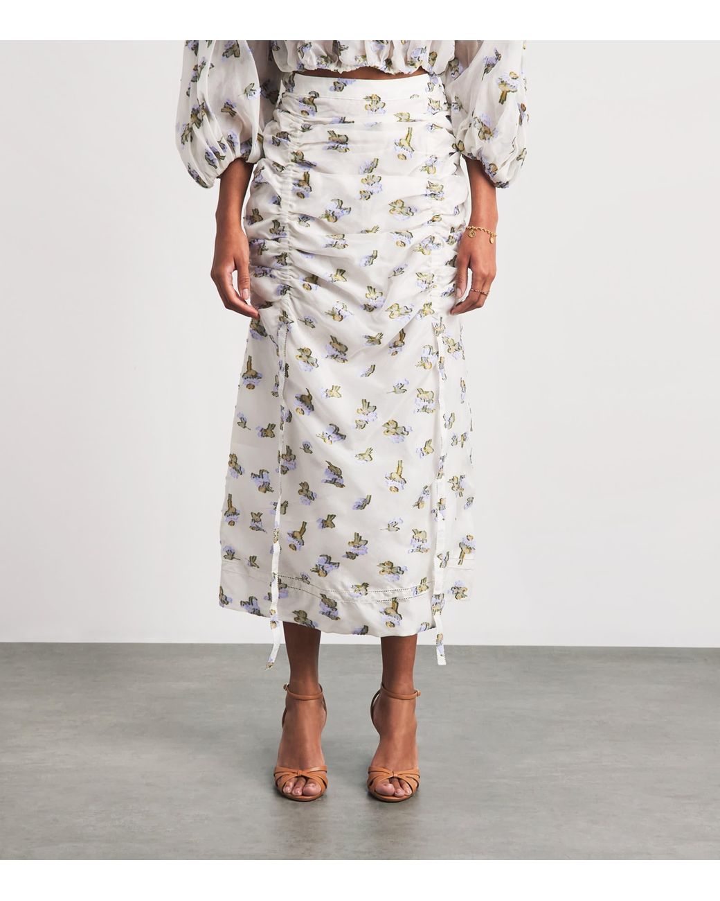 Ulla Johnson White Organza Fliora Liora Midi Skirt