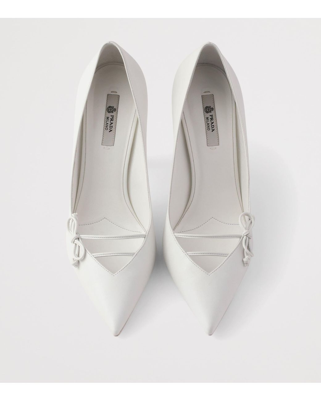 Prada White Leather Bow-Detail Pumps 100