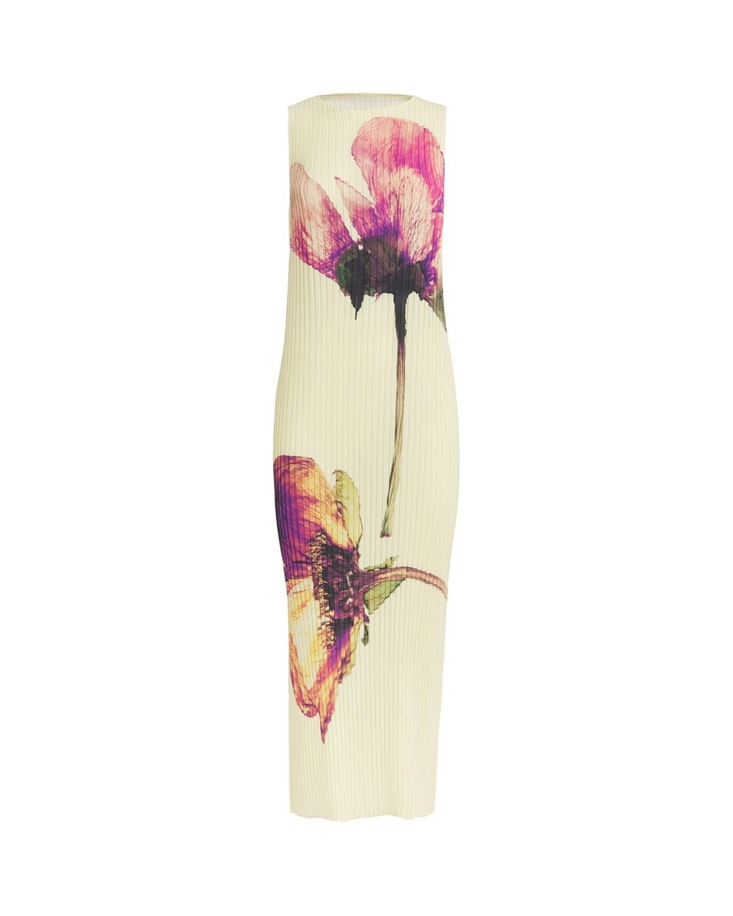 Issey Miyake Pressed Floral Midi Dress | Lyst