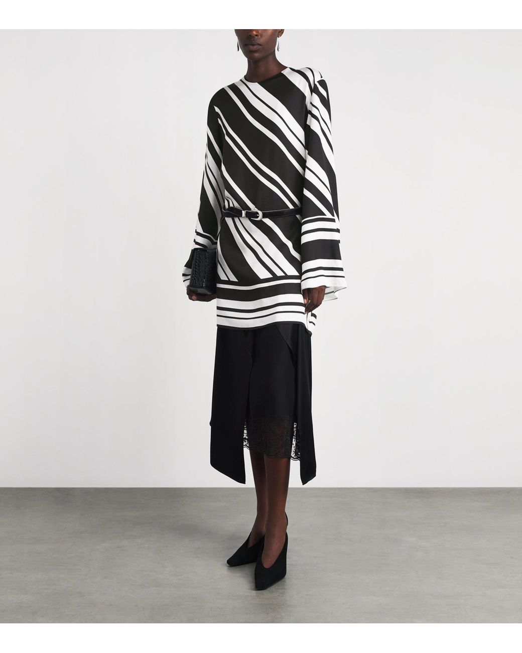 Brandon Maxwell Black Stripe Leni Mini Dress