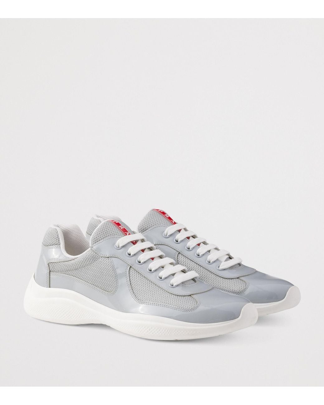 Prada White Patent Leather-Blend America's Cup Sneakers for men
