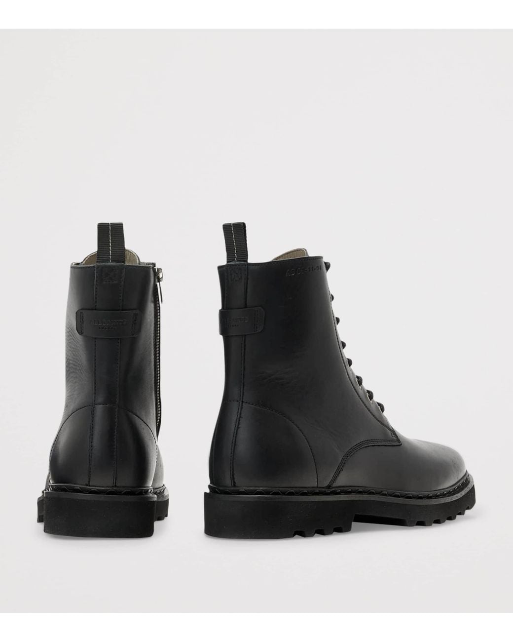 AllSaints Black Leather Skiff Military Boots for men