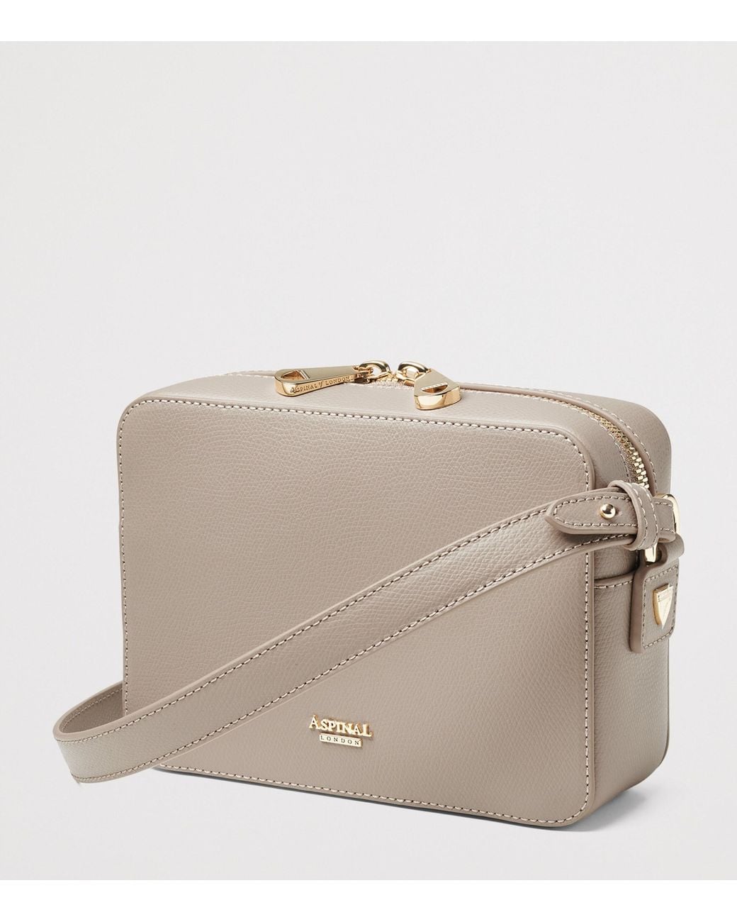 Aspinal Gray Leather Slot Weave Camera Bag