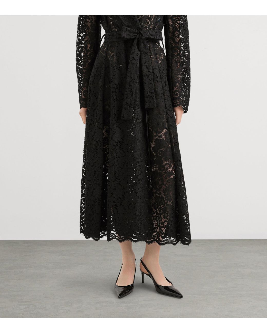 Dolce & Gabbana Black Lace Wrap Coat