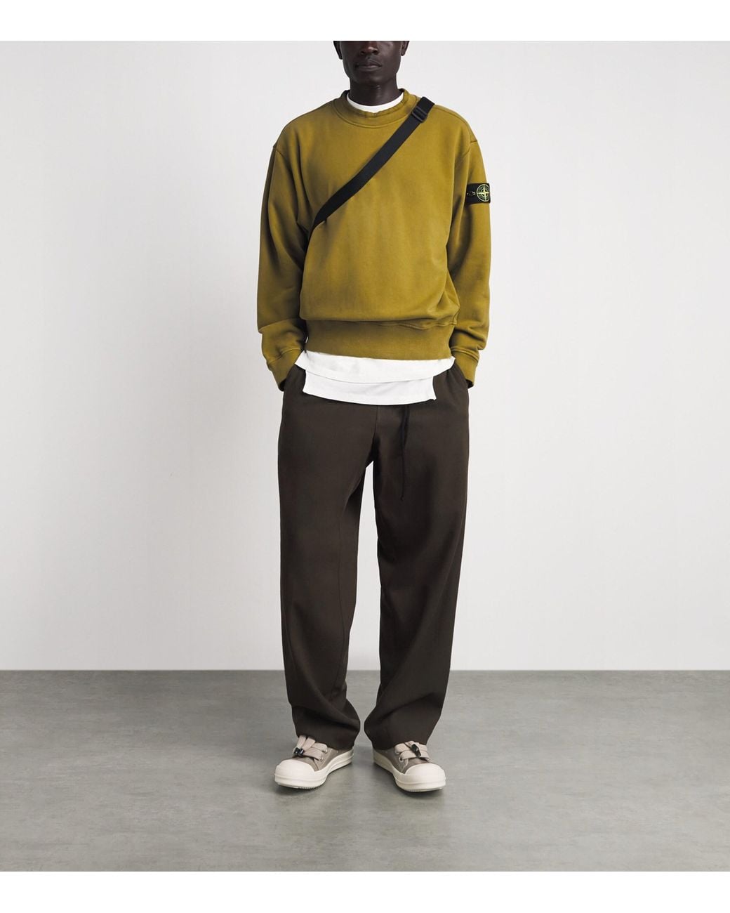 Stone Island Green Cotton Rib-Knit Compass Sweatshirt for men