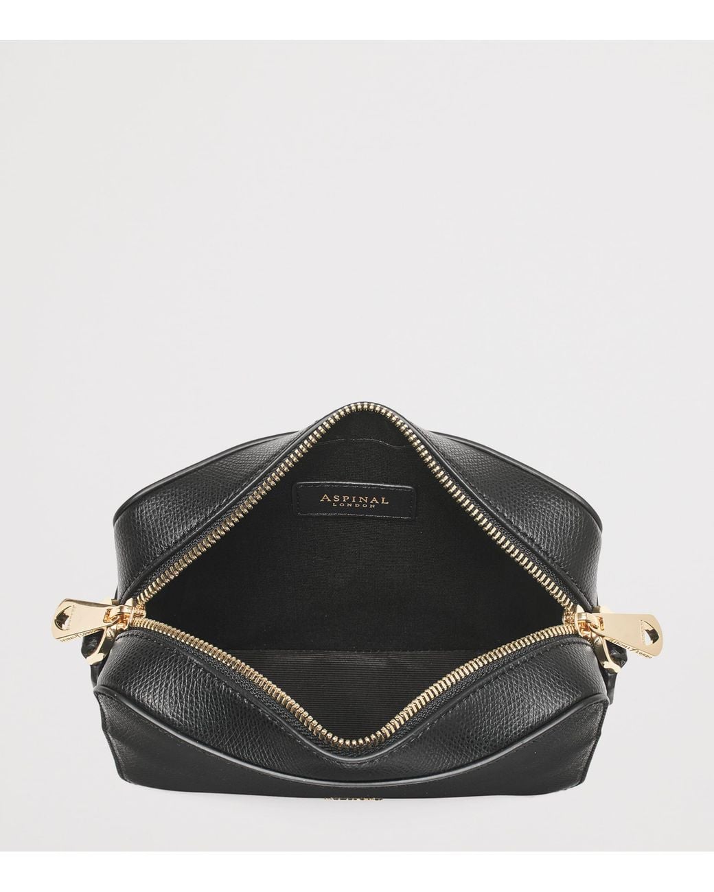 Aspinal Black Leather Slot Weave Camera Bag