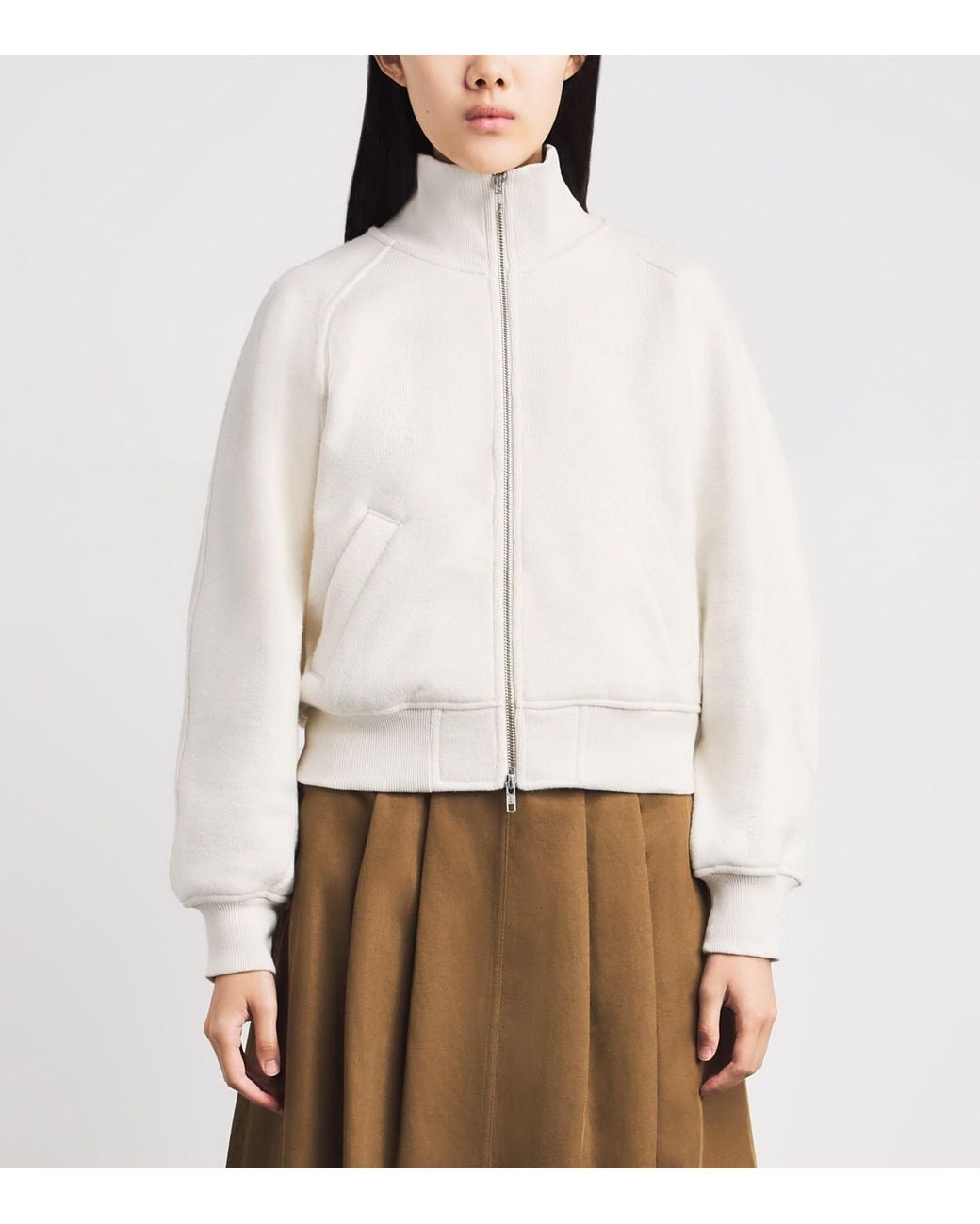 Polo Ralph Lauren White Wool-Blend Knitted Track Jacket
