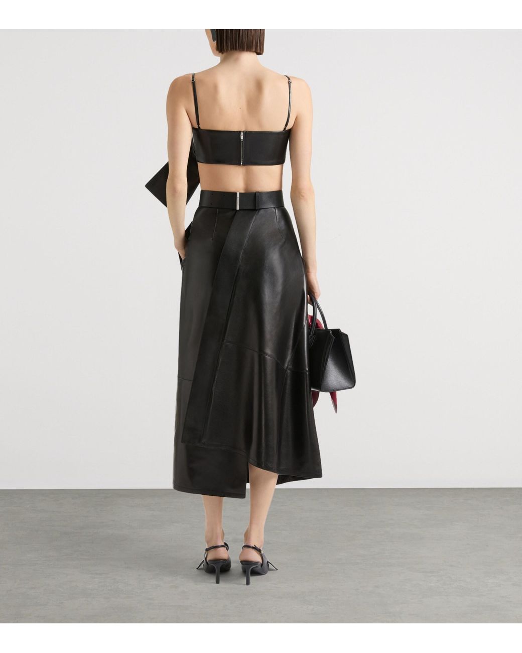 Givenchy Black Leather Bow Bra Crop Top