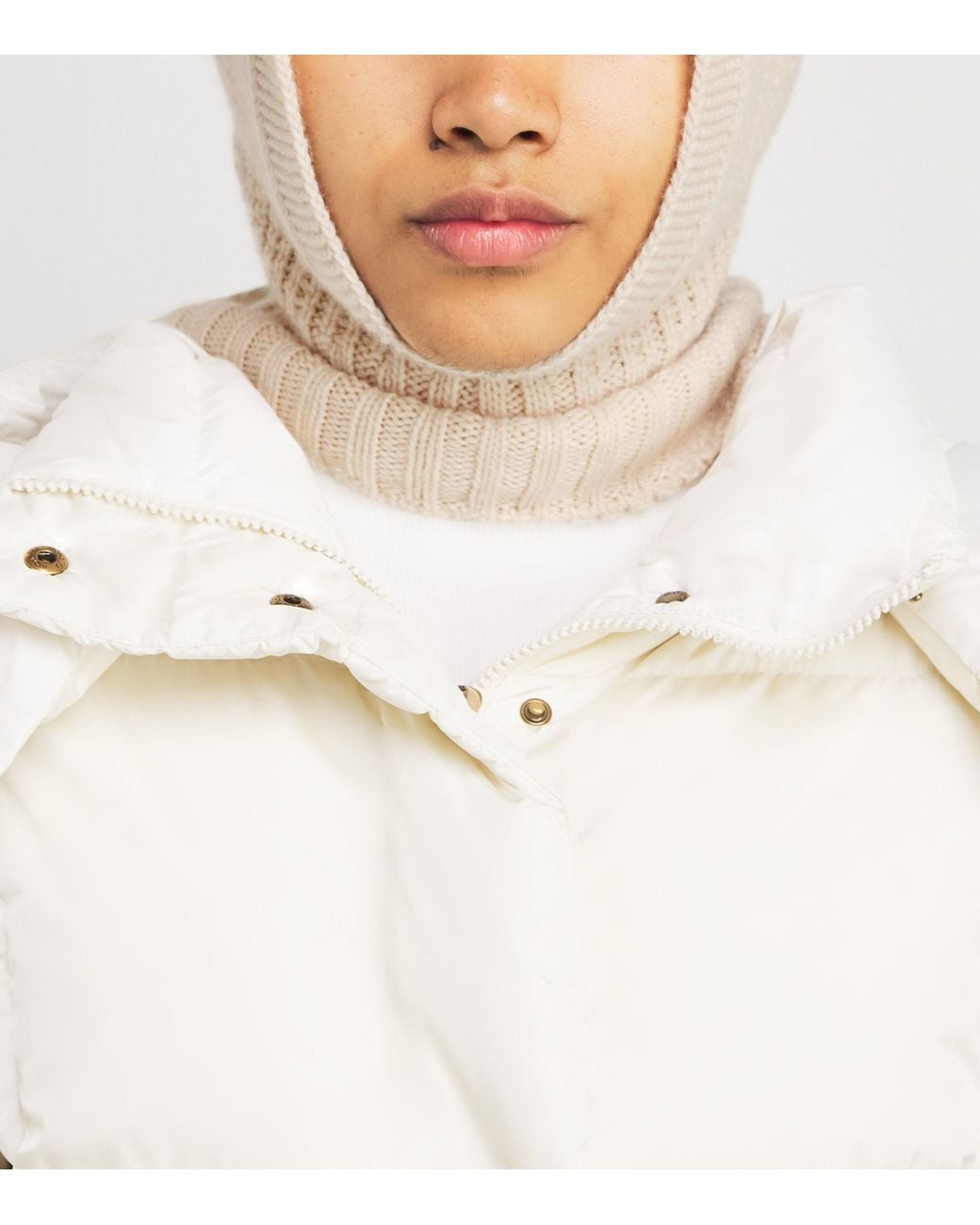 Johnstons White Cashmere Waffle-Stitch Hood