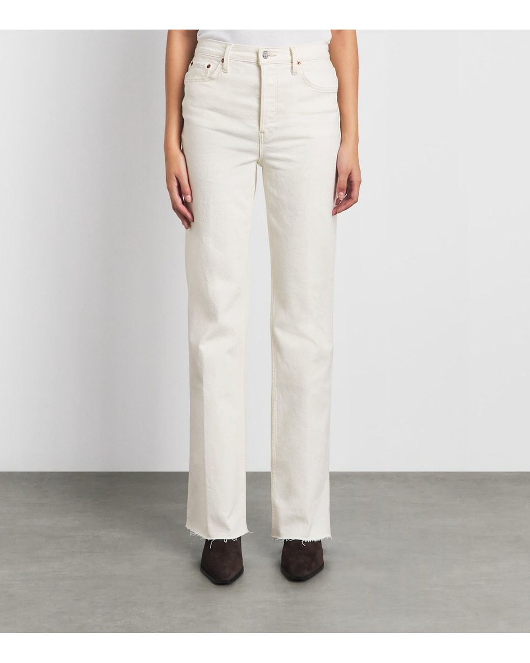 Re/done White '70S High-Rise Bootcut Jeans