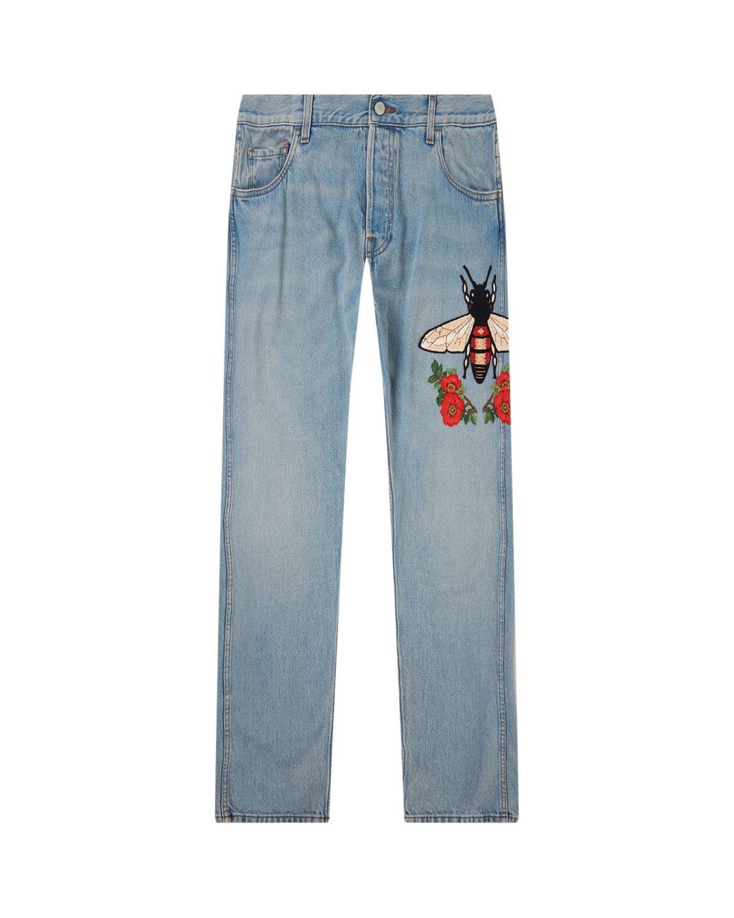 Gucci Bee Embroidered Jeans in Blue for Men | Lyst Canada