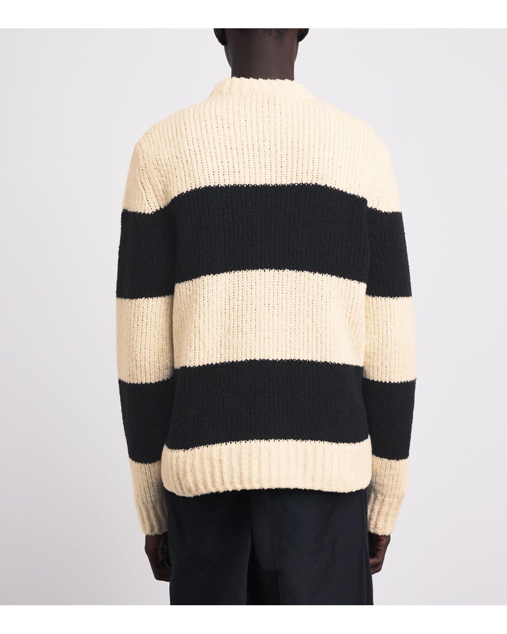 Moncler Black Wool-Blend Stripe Sweater for men
