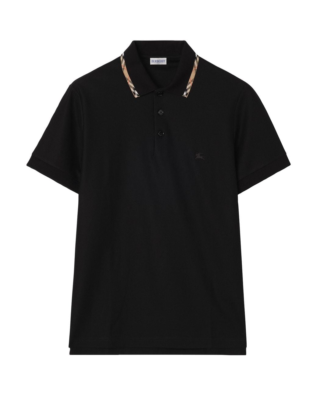 Burberry Black Check-Trim Polo Shirt for men
