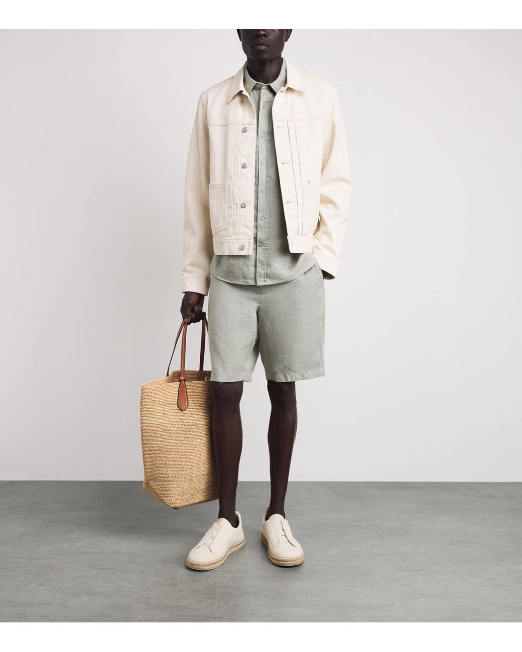 Vince Gray Linen Short-Sleeve Shirt for men