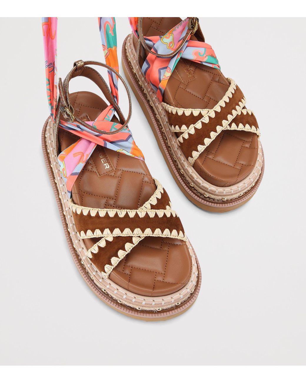 Kurt Geiger Red Scarf-Detail Orson Cross Sandals