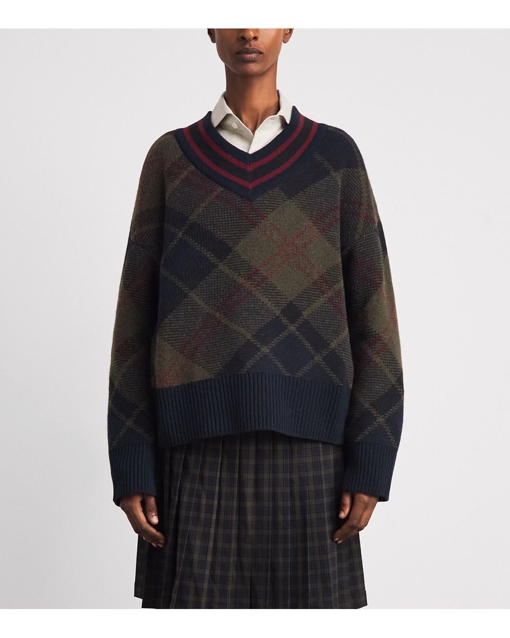 Barbour Black Wool-Blend Tartan Shae Sweater