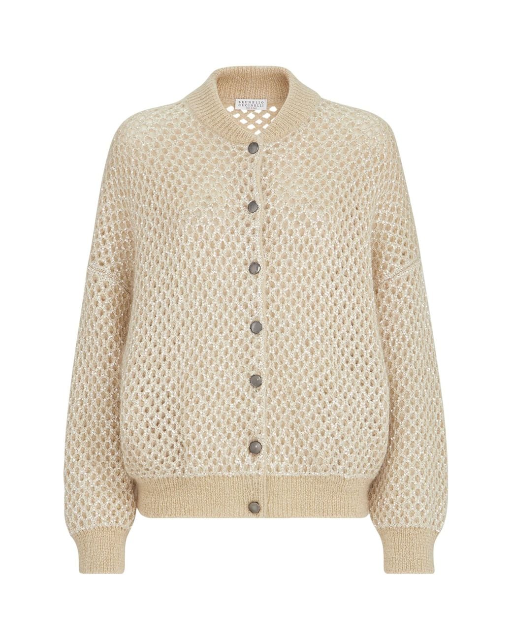 Brunello Cucinelli Natural Mohair-Blend Embellished Bomber Jacket