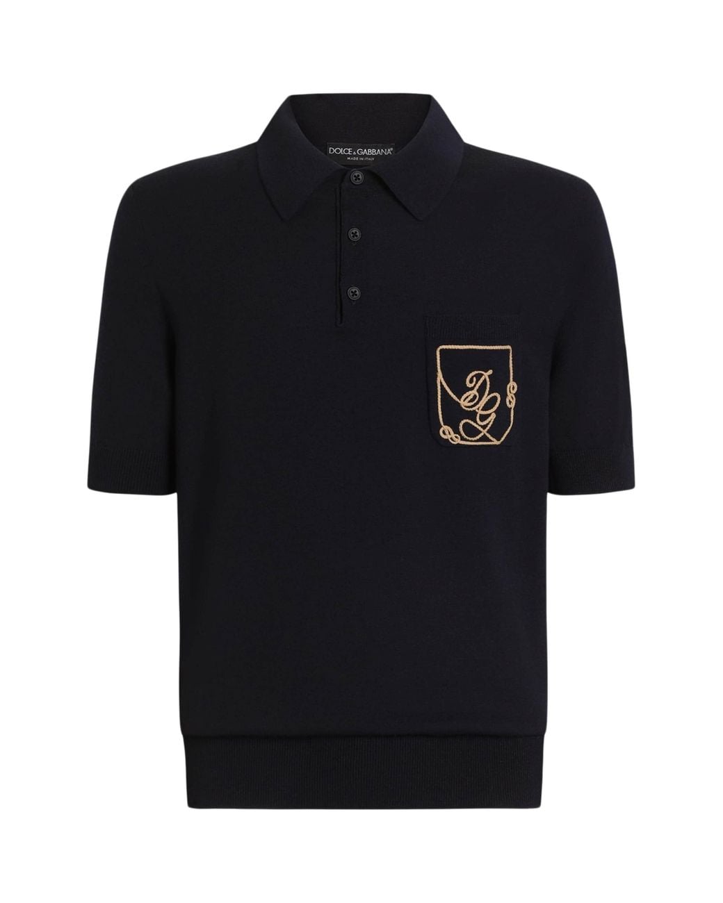 Dolce & Gabbana Black Virgin Wool Polo Shirt for men