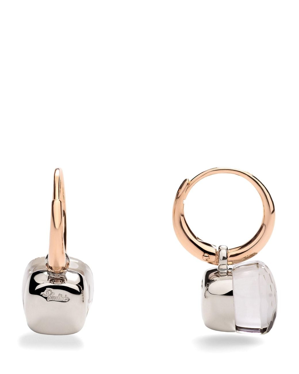 Pomellato Metallic Rose And Topaz Petit Nudo Drop Earrings