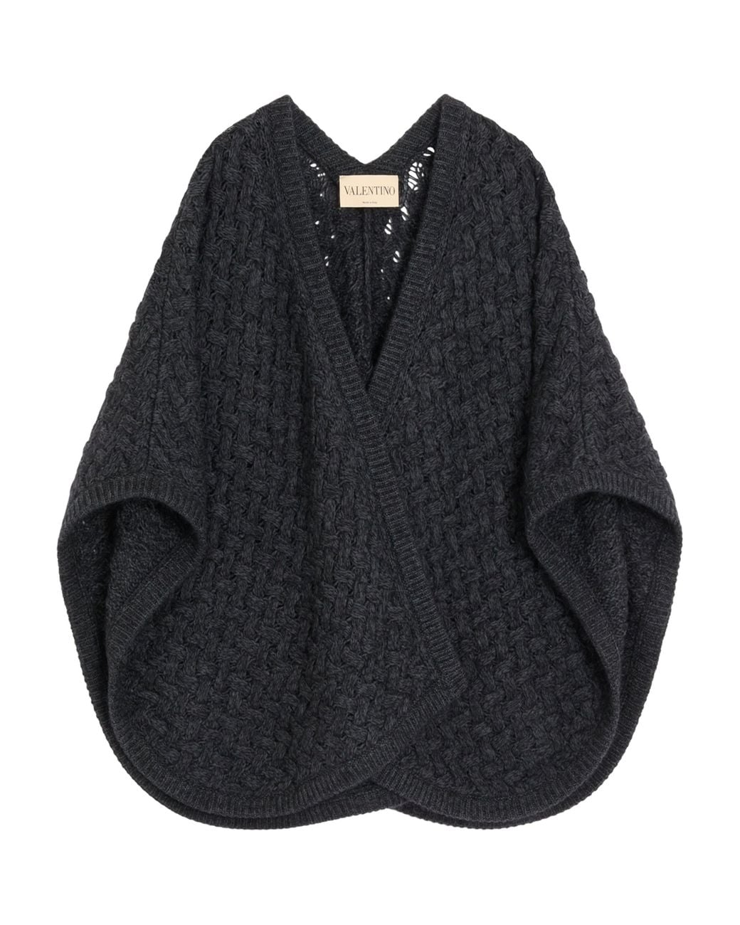 Valentino Garavani Black Wool-Blend Poncho